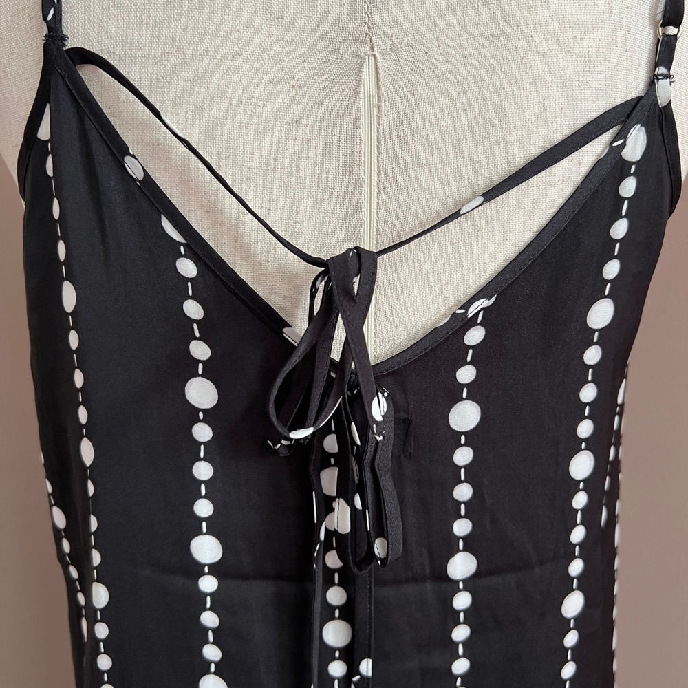 Kate Spade New York Black White Dot Stripe Sleeveless Midi Dress Size M - Picture 6 of 13